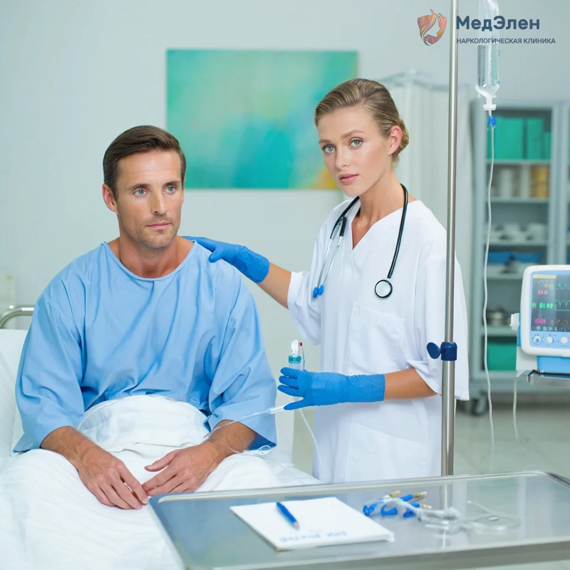 Врач ставит капельницу пациенту